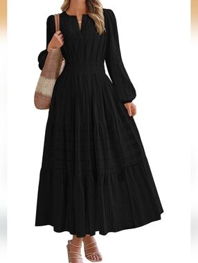 NWT Cotton Tiered Maxi Dress With Pockets, Lined - Sz. L